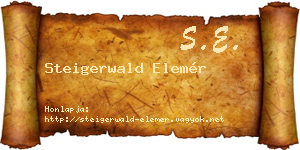 Steigerwald Elemér névjegykártya